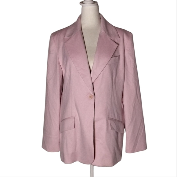 Vintage Bloomingdales Light Pink NWT 100% Cashmere Single Button Blazer Size 14 - Picture 1 of 7